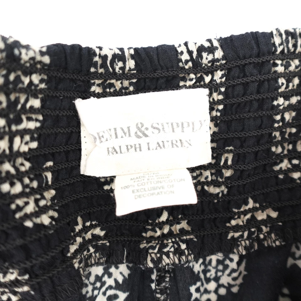 Pantalones Ralph Lauren Denim & Supply Mujer Medianos Negros Paisley Boho Sueltos Relajados Foto 3 de 4