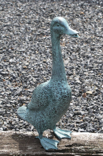 Bronzefigur stehende Ente Vogel Tierskulptur Gartendekoration aus Bronze - Afbeelding 1 van 7