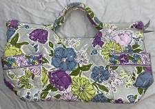 VERA BRADLEY Gabby Satchel Bag Purse Retired Watercolor Floral Gray Purple HTF