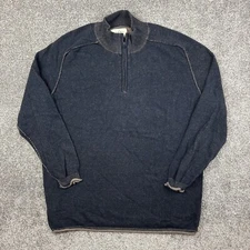 The Normal Brand Sweater Mens XL Navy Blue 1/4 Zip Mock Neck Cotton Blend Soft