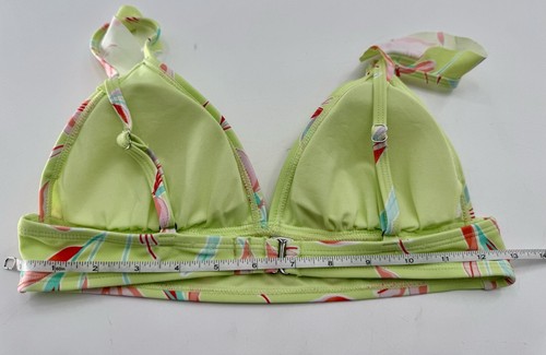Ninety-Nine Degrees Bikini Top Floral Lime Green Pink Size M Juniors Padded - Picture 4 of 6
