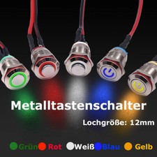 3-240V Metall Drucktaster Schalter Mini Wasserdichter Schalter mit Licht Ein/Aus