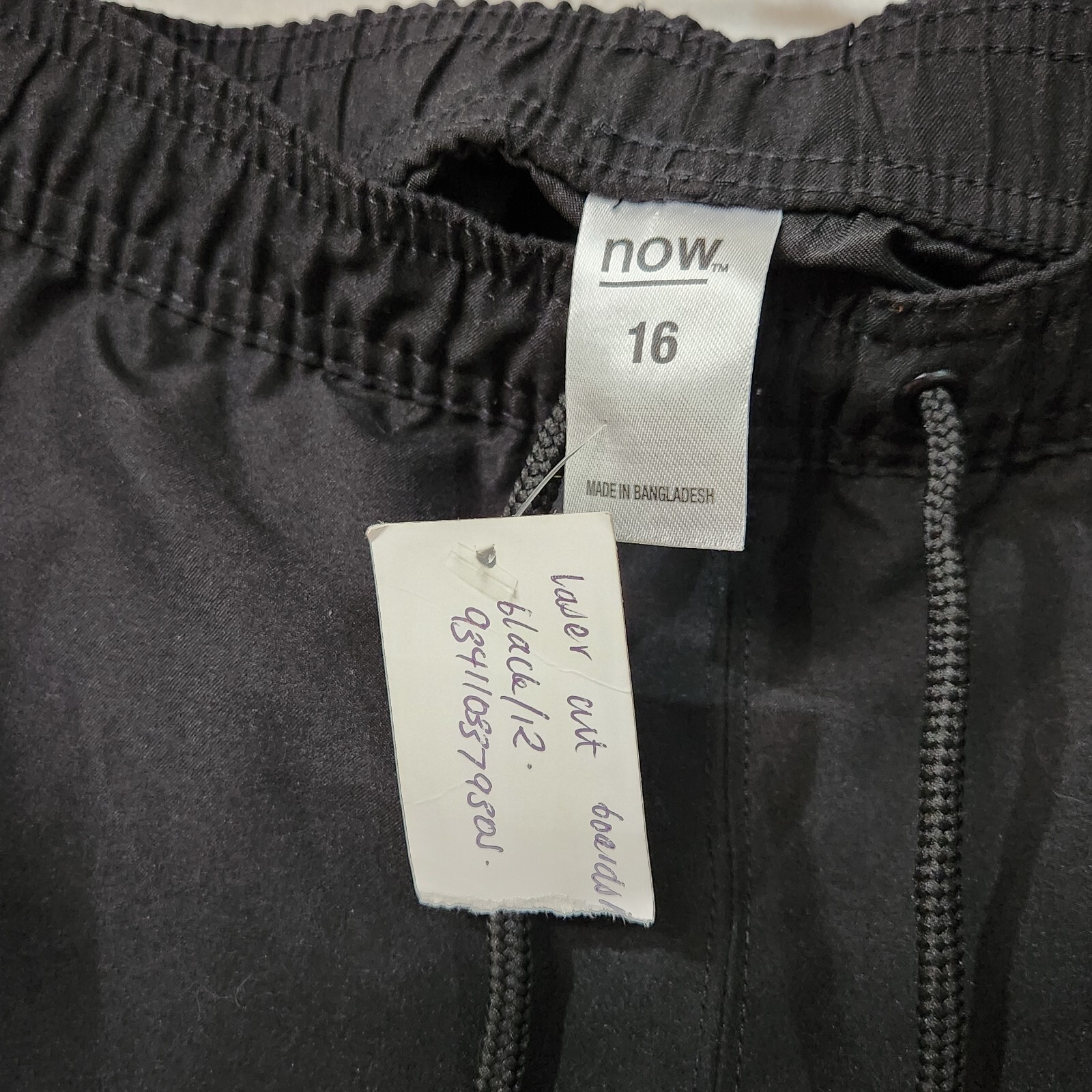 NOW Womens Shorts Size 16 Black Laser Cut Drawstring Hot Pants (2633