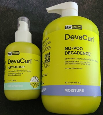 2 pc lot - DEVA CURL FLEXFACTOR PRIMER & NO-POO DECADENCE CLEANSER (B5)