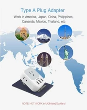 TESSAN US to Japan Plug Adapter, 2 Prong to 3 Prong Outlet Adapter with 4 AC...