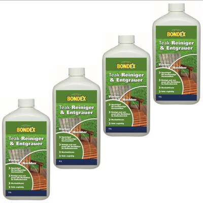 BONDEX Teak-Entgrauer und Reiniger, 4x 1l, oberflächenschonend