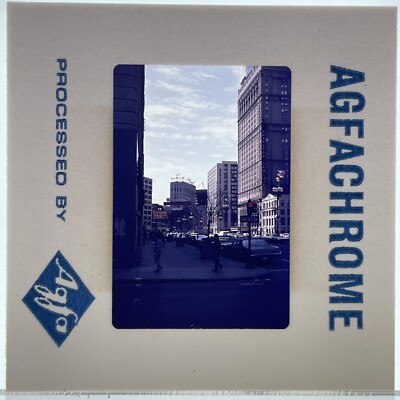 35mm Slide Vtg 1970 Detroit Michigan Downtown View of the Free Press Building #2