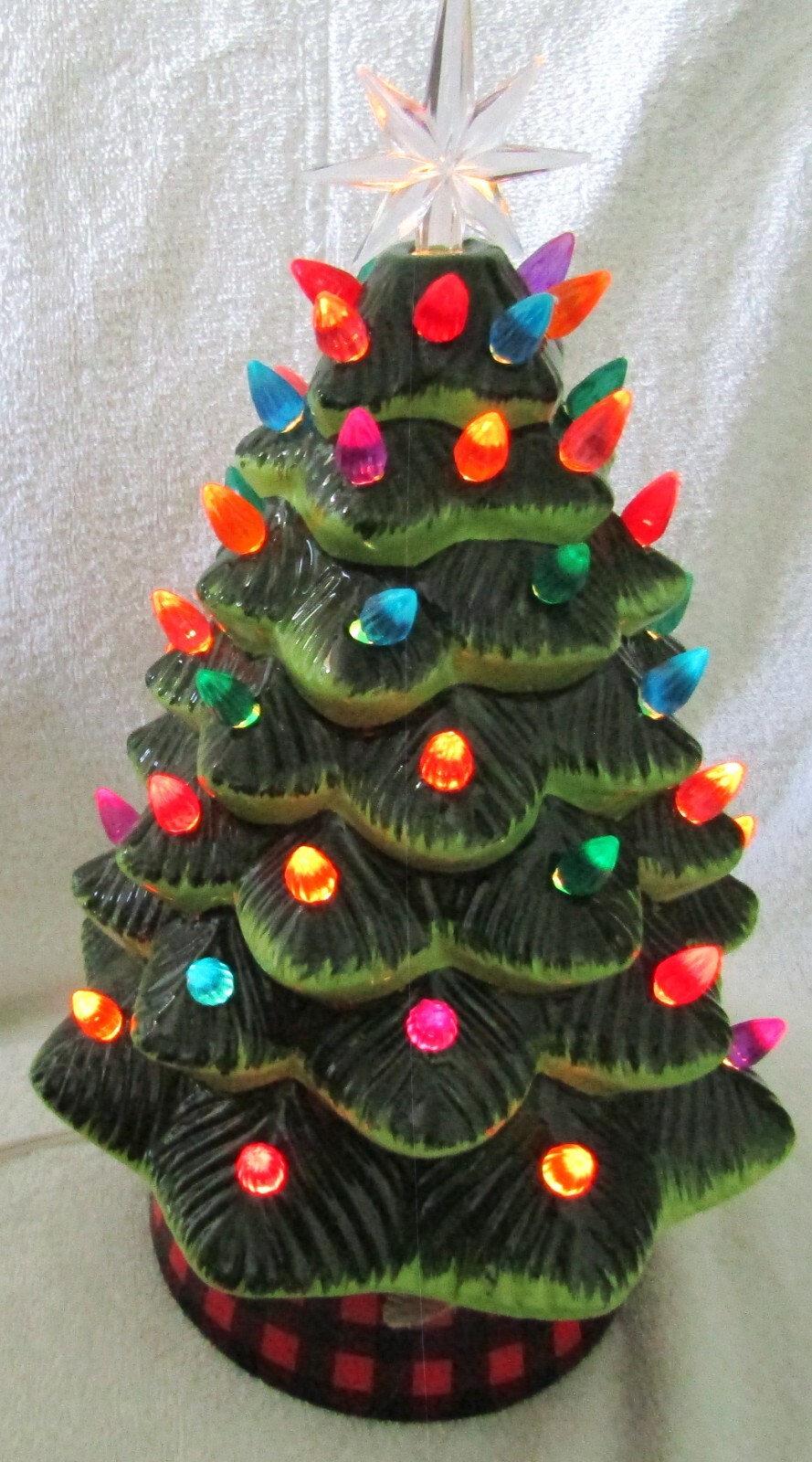 Christmas is Forever Lighted Tabletop Ceramic Green Christmas Tree 16 Inch eBay
