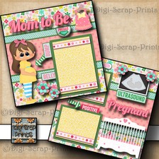 MOM TO BE pregnancy BABY GIRL 2 premade scrapbooking pages paper DIGISCRAP