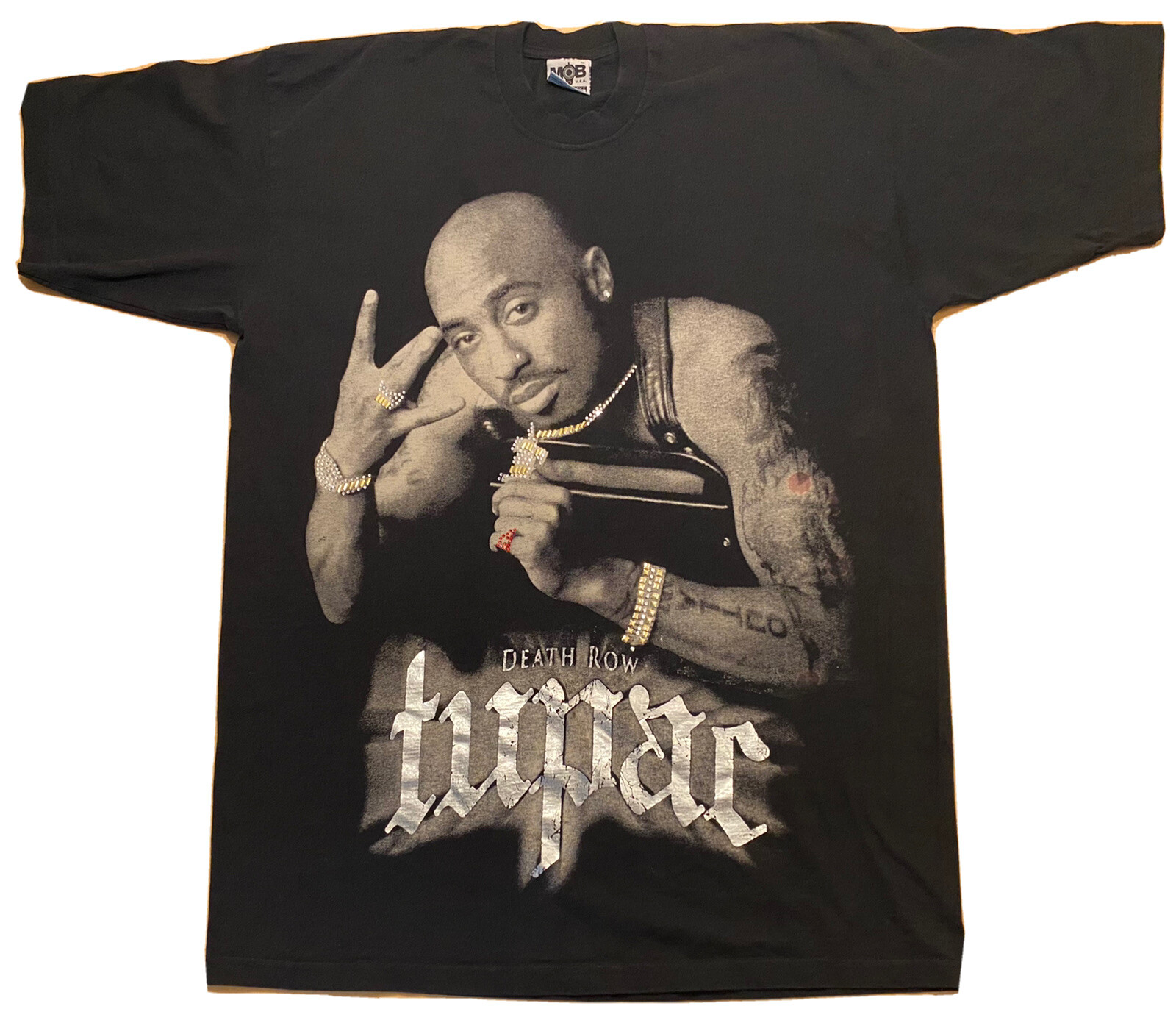 FILA T shirt Tupac 2PAC Vintage MOB Tag Made in USA 2XL Rap Death Row Strass