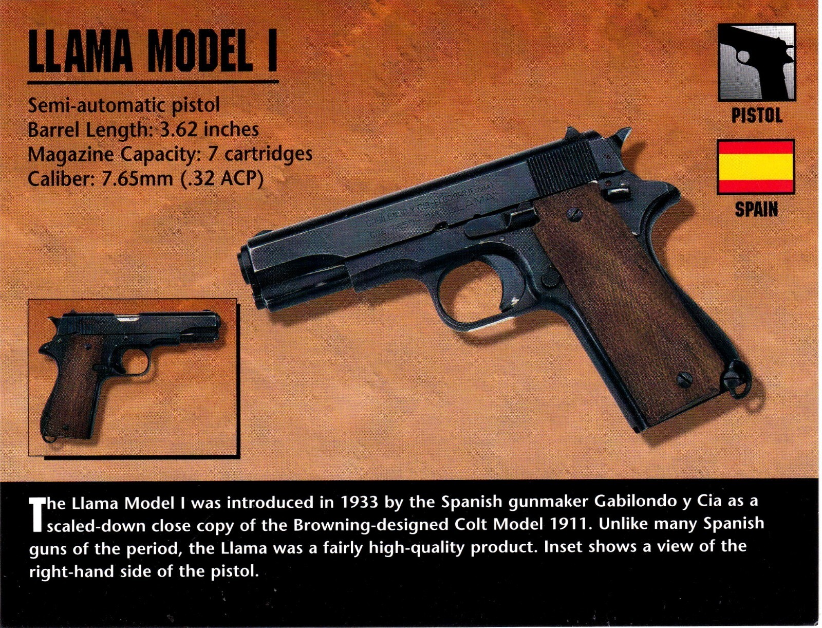 Llama Model I Pistol Classic Firearms Photo Card u