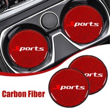 2x Red Carbon Fiber Car Cup Holder Pad Water Cup Slot Non-Slip Mat Accessories