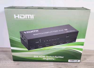2X4 HDMI 3D Switch/Splitter 2 In 4 Out with Remote 4K@ 60 Hz NOB