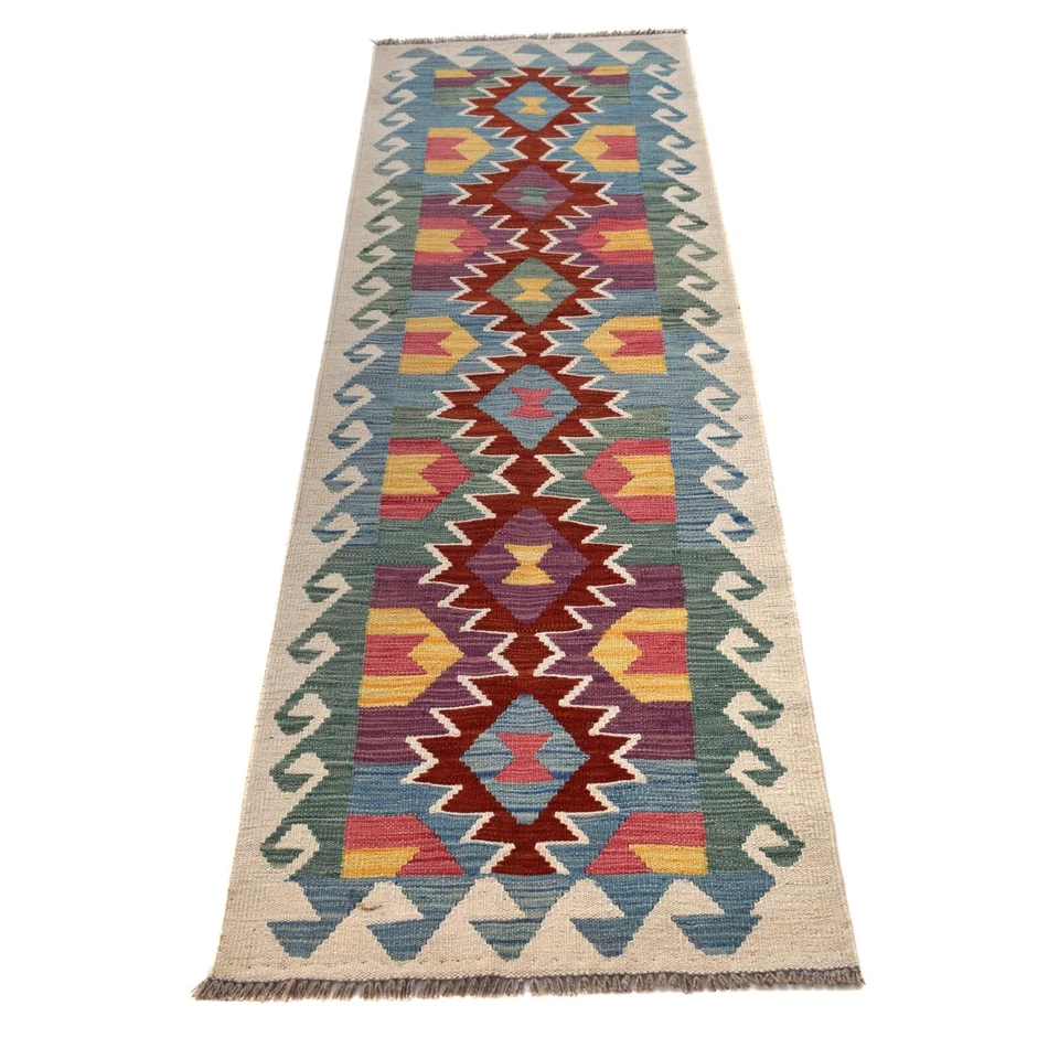 Anatolian Hand Woven Traditional Afghan Kilim Runner Chobi Rug 2'0x6'10ft B30465 - Image 2 of 4