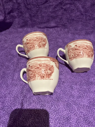Johnson Brothers Old Britain Castles Pink Coffee Tea Cup Set of 4 6oz