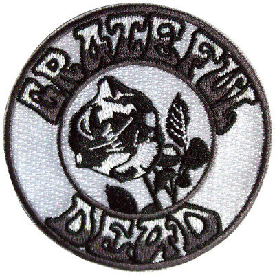 GRATEFUL DEAD Iron On Patch: BLACK & WHITE ROSE: logo Official Merchandise £pb