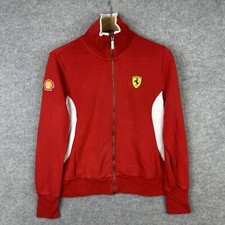 Scuderia Ferrari Jacket Womens Uk 12 Medium Full Zip Red Cotton Top Jumper F1