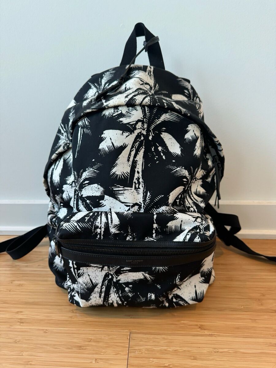 Authentic Saint Laurent City Backpack Palm Tree Canvas Black Authentic Saint Laurent City Backpack Palm Tree Canvas Black