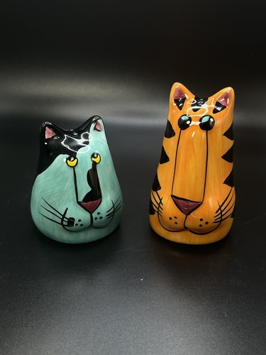 CATZILLA Cat Kitten Salt And Pepper Shakers Orange, Teal And Black - Picture 2 of 7