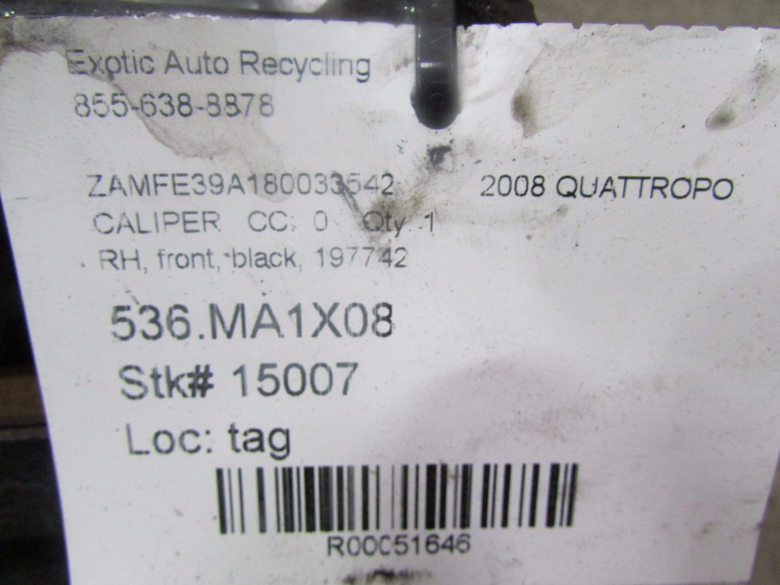 Maserati Quattroporte, RH, Right Front Brake Caliper, Black, P/N 197742