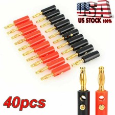 40Pcs Gold Plated Banana Plugs 4mm Audio Speaker Wire Cable Screw Connector US