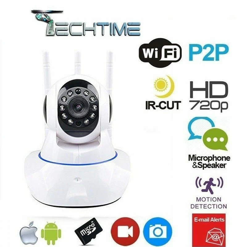 IP CAMERA HD 720P WIRELESS LED IR LAN MOTORIZZATA WIFI RETE ONVIF TELECAMERA - Immagine 2 di 3