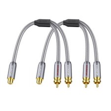 2-Pack RCA Y Splitter 1 Female to 2 Male Gold-Plated Plug RCA Splitter Stereo...