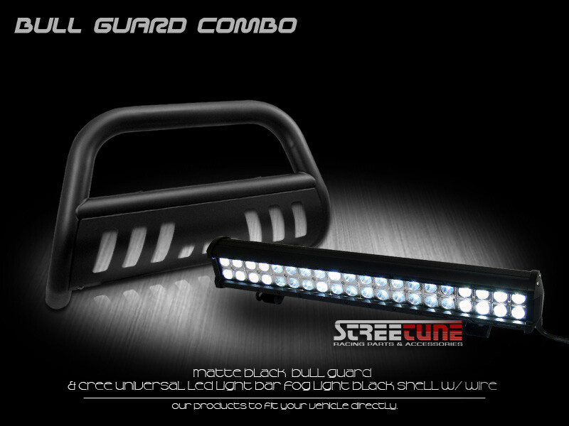 Matte Blk Bull Bar Push Bumper Guard+120W CREE LED Light For 04
