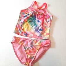 Girls Bathing Suit Two Piece Tankini Unicorn 3-D Butterfly L 10/12