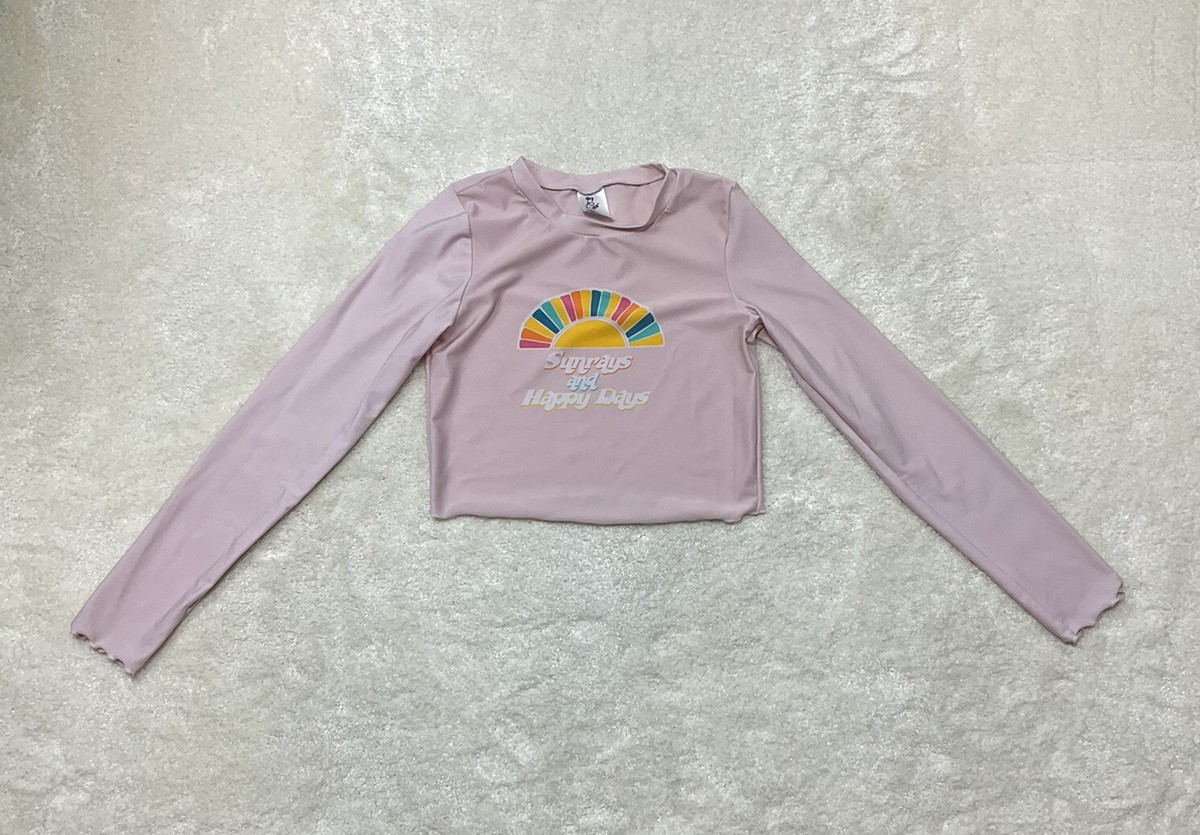 Art Class Girls Size XL Long Sleeve Cropped Swim Shirt Pink