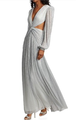 PatBo Silver Metallic Cut-Out Maxi Dress Size 2 | eBay