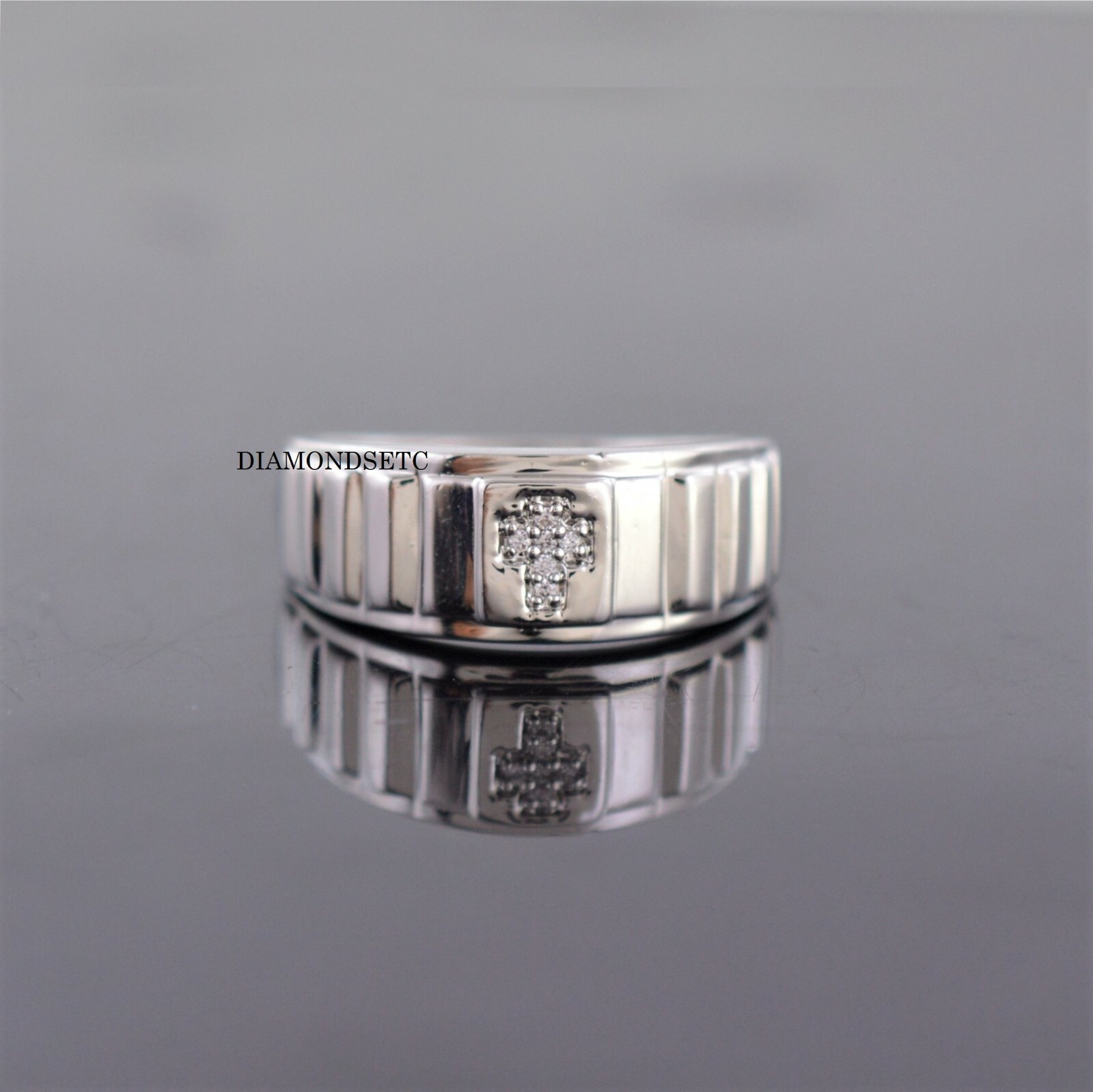1.20 ct Round Cut Diamond Cross Men's Pinky Wedding Ring Band 10k White Gold Fn eBay