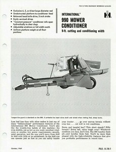 International 990 Mower Conditioner sales flyer IH 4p 1969-71