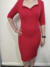 Designer Kenneth Cole Womens Red Tailored Pencil Midi Dress Size 12 Formal Work