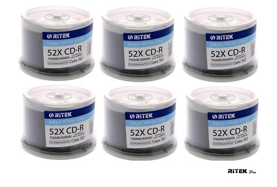RITEK PRO 300 Ritek Black Bottom Vinyl CD-R 52x 700MB blank discs White Printable CD Retro