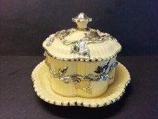 Villeroy & Boch? seltene alte Deckeldose plastisches Weinlaub versilbert