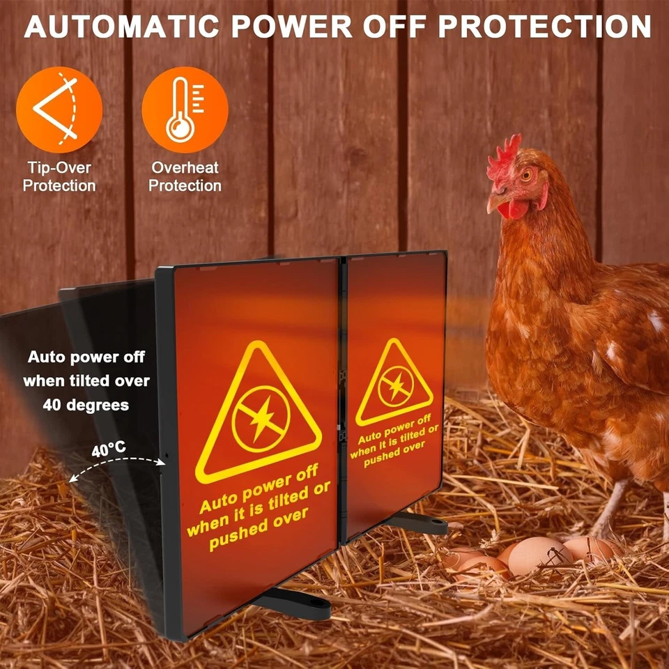 Adjustable Chicken Coop Heater with Timer - Waterproof & Foldable Winter Comfort - Image 4 of 4