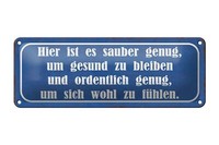 Blechschild Spruch 27X10 Cm Hier Sauber Genug Um Gesund Deko Schild Tin Sign