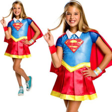 Deluxe Supergirl Costume Superhero Girls Comic Book Fancy Dress Outfit Kids