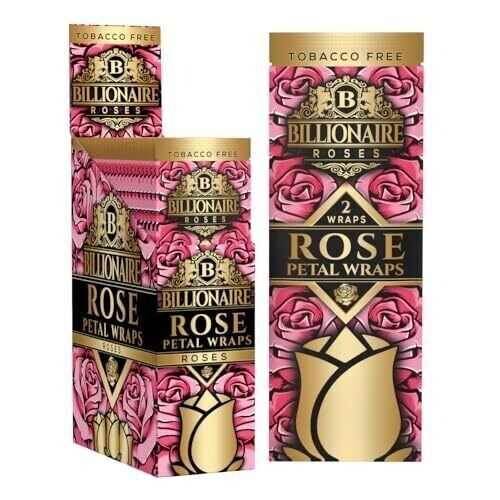 5 Pack Billionaire Herbal Rose Petal Wrap Organic Rolling Paper 10 Wraps Total - Picture 1 of 4