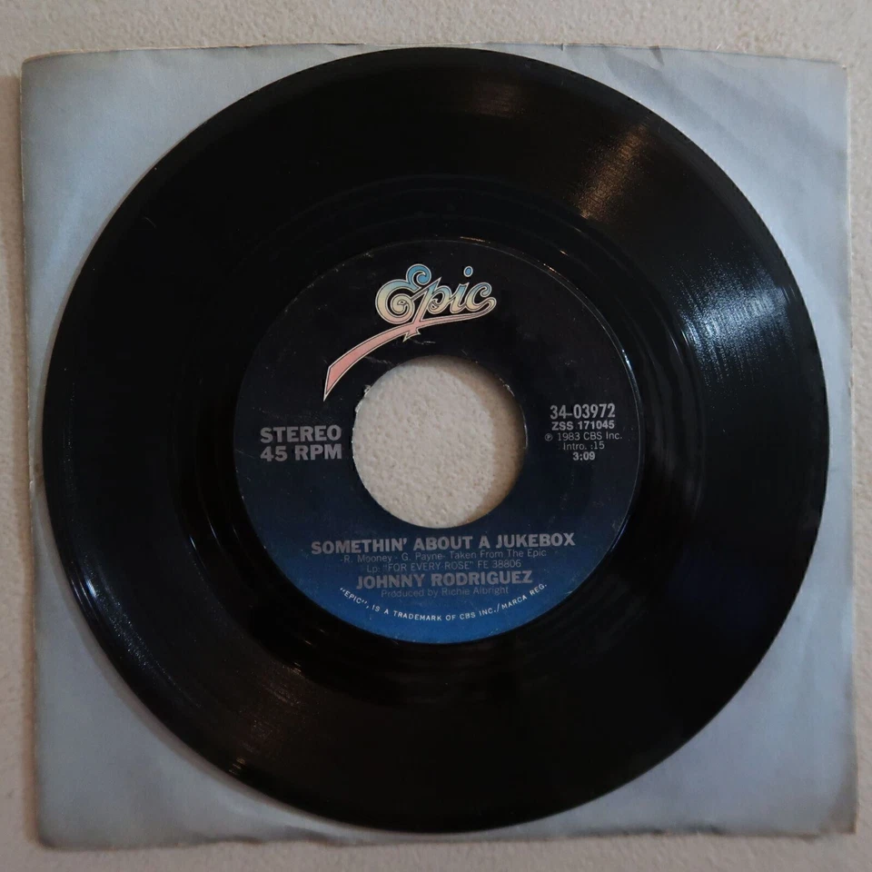 JOHNNY RODRIGUEZ "HOW COULD I LOVE HER SO MUCH" "SOMETHIN'"VINYL 45 EPIC VG 5-90 - Image 3 of 3