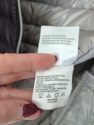 Laundry By Shelli Segal Plum Puffer Jacket Size L Quilted Packable Hood - Picture 10 of 17