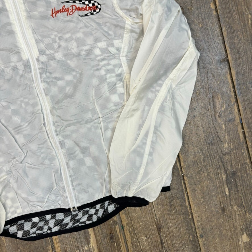 Harley Davidson Rain Jacket Full Zip Vintage Biker Coat, White, Womens XS image 5