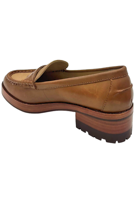 Lauren Ralph Lauren Wren Leather Canvas Penny Loafer Brown | eBay