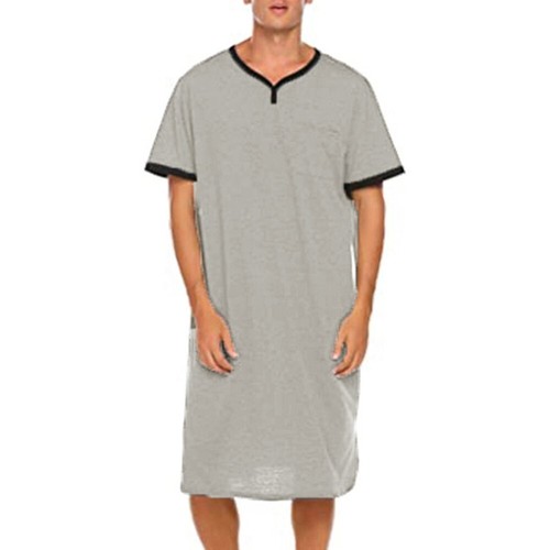 Ropa de dormir de manga corta para hombre Camisón Pijama Camisa con función de albornoz - Imagen 8 de 28