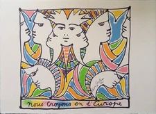 Jean Cocteau: Europe "So many different opinions", Signed LITHOGRAPH, 1961