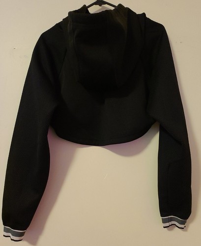 Puma Varsity Cover Up Sz 14 UK M Cropped Jumper Ribbon BLACK Hoodie - Picture 5 of 7