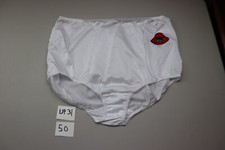 Vintage NYLON Panties Smart Fit Sz 9 White Pin-Up Retro Embroidered Red Hat