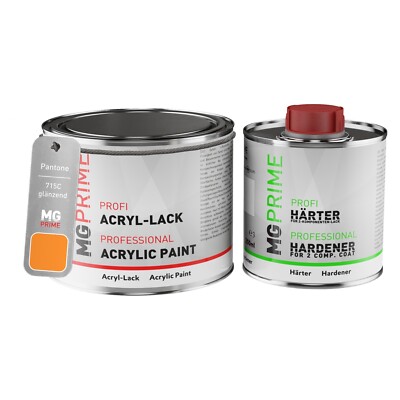 Pantone 715C Orange Acryl Lack glänzend 0,75 Liter 750 ml Dose inkl. Härter