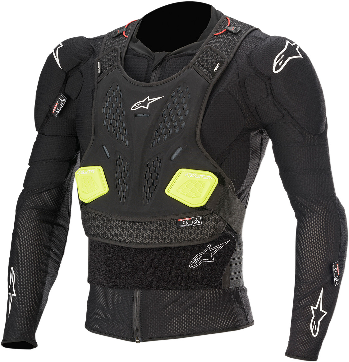 Veste protection Bionic Alpinestars V2 en textile respirant noir et jaune pour moto cross